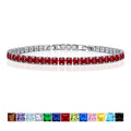 JeenMata 11 Carat July Ruby - Princess Cut Birthstone Tennis Bracelet for Women Eternity Design - White Gold Plating, Birthday, Anniversary, Valentine's Day Gift