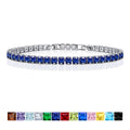 JeenMata 11 Carat June Alexandrite - Princess Cut Birthstone Tennis Bracelet for Women Eternity Design - White Gold Plating, Birthday, Anniversary, Valentine's Day Gift