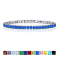 JeenMata 5.5 TCW September Blue Sapphire - Princess Cut Birthstone Tennis Bracelet for Women Eternity Design - White Gold Plating, Birthday, Anniversary, Valentine's Day Gift