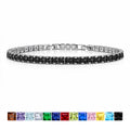 JeenMata 11 Carat Black Cubic Zirconia - Princess Cut Birthstone Tennis Bracelet for Women Eternity Design - White Gold Plating, Birthday, Anniversary, Valentine's Day Gift