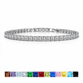 JeenMata 11 Carat April Cubic Zirconia - Princess Cut Birthstone Tennis Bracelet for Women Eternity Design - White Gold Plating, Birthday, Anniversary, Valentine's Day Gift