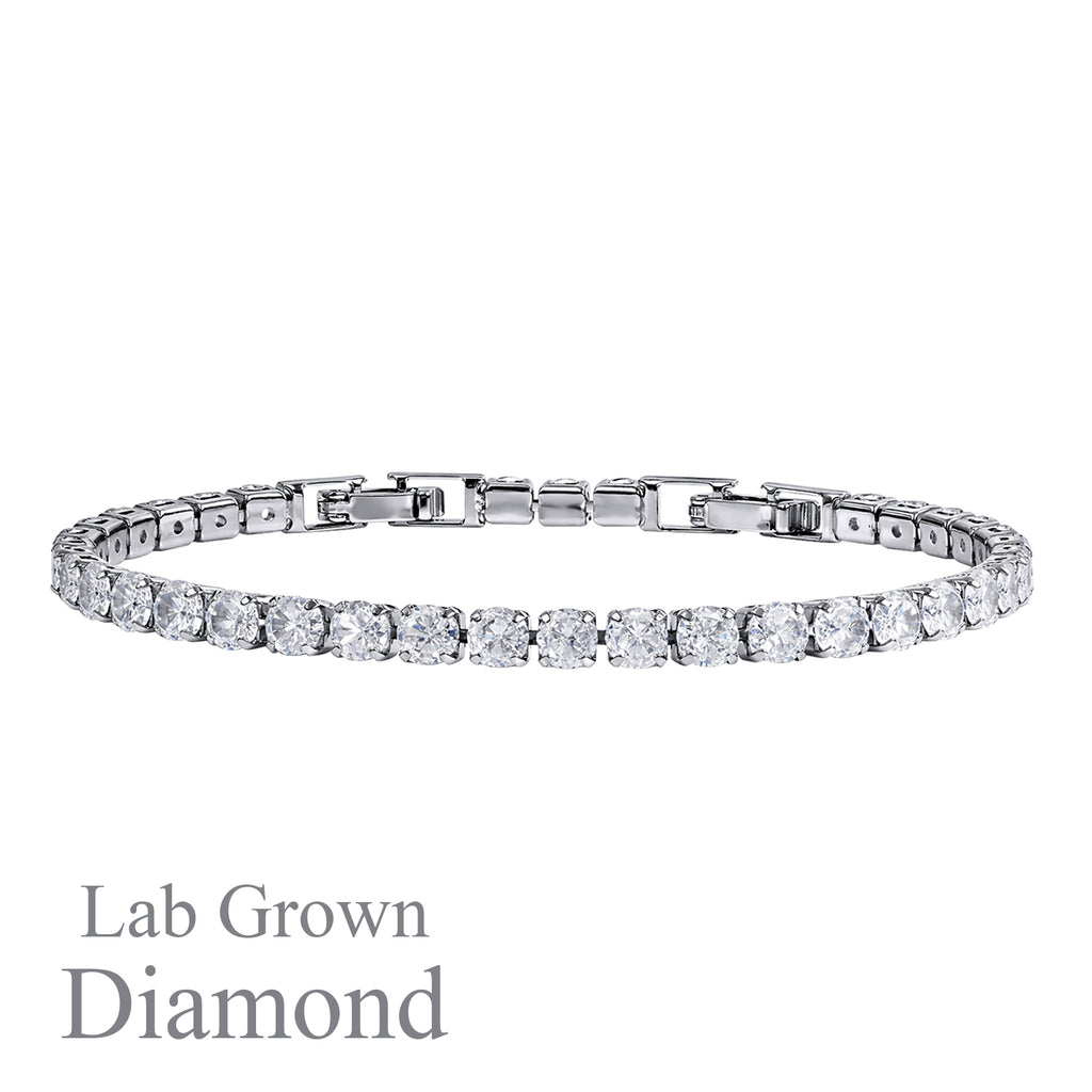 JeenMata 3 Carat Lab Grown Diamond Tennis Bracelets - 18K White Gold Plating for Women Eternity Design Bracelet
