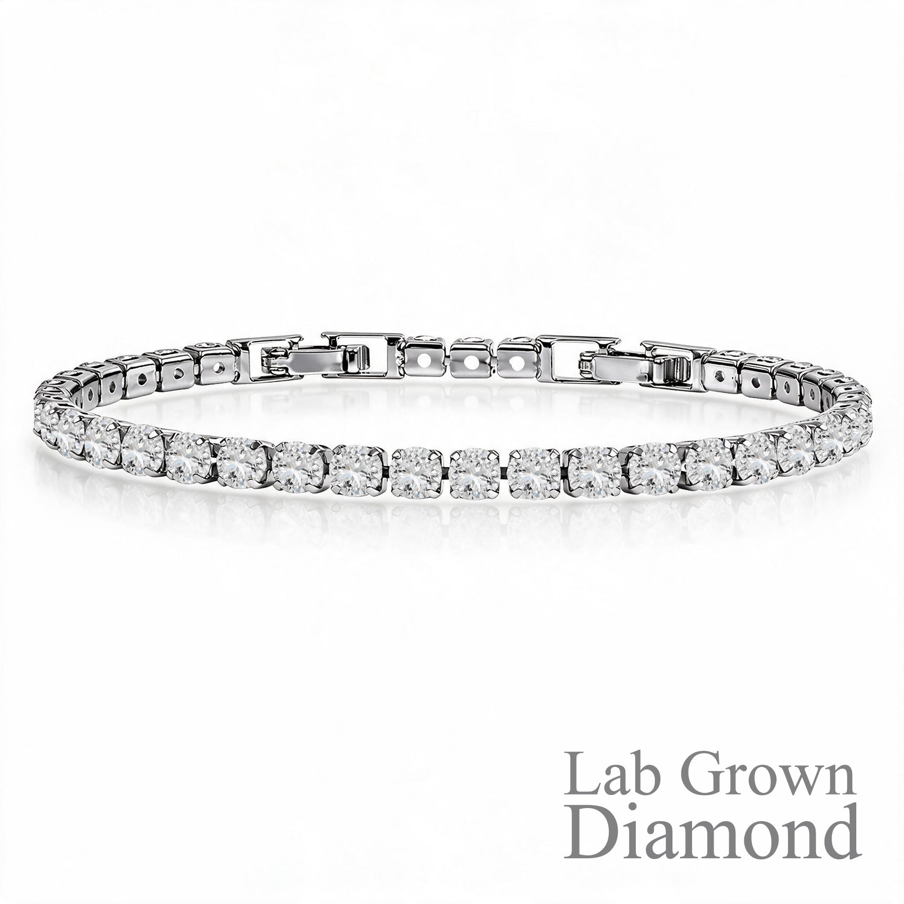 JeenMata 3 Carat Lab Grown Diamond Tennis Bracelets - 18K White Gold Plating for Women Eternity Design Bracelet