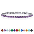 JeenMata 5.5 Carat February Amethyst - Round Cut Birthstone Tennis Bracelet Eternity Design - White Gold Plating, Female, Adult