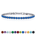 JeenMata 5.5 Carat September Blue Sapphire - Round Cut Birthstone Tennis Bracelet Eternity Design - White Gold Plating, Female, Adult