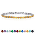 JeenMata 5.5 Carat November Citrine - Round Cut Birthstone Tennis Bracelet Eternity Design - White Gold Plating, Female, Adult