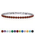JeenMata 5.5 Carat January Garnet - Round Cut Birthstone Tennis Bracelet Eternity Design - White Gold Plating, Female, Adult