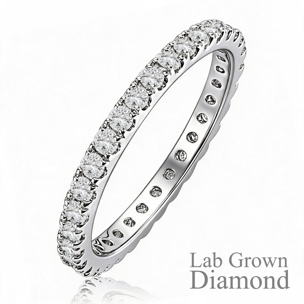 JeenMata Lab Grown Diamond Eternity Ring - Timeless Promise Gift for Women - in 18K White Gold Plating Wedding Rings