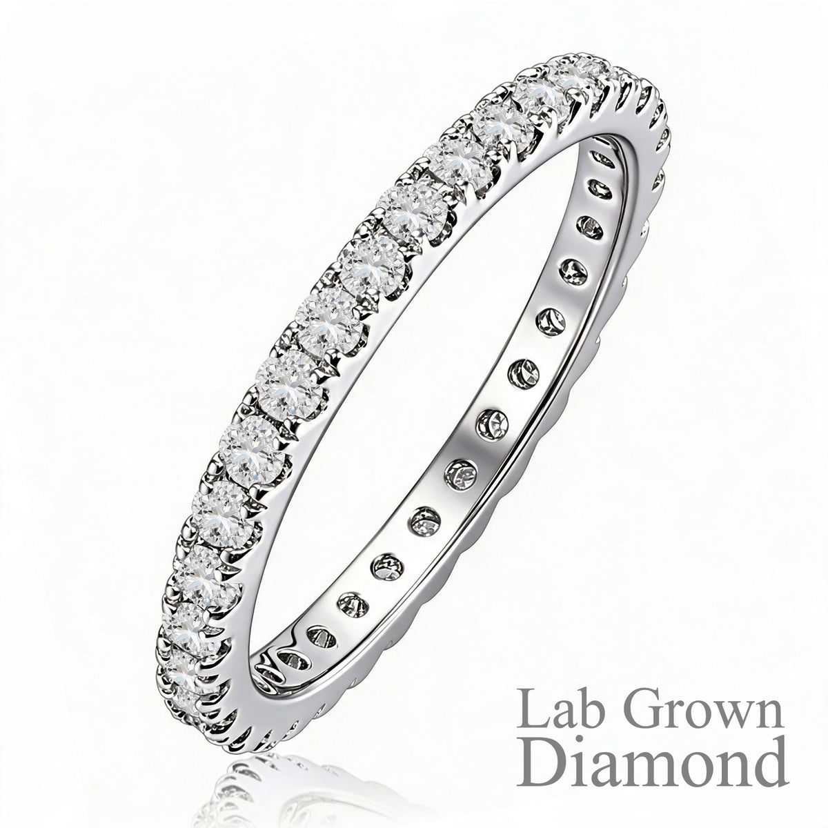 JeenMata Lab Grown Diamond Eternity Ring - Timeless Promise Gift for Women - in 18K White Gold Plating Wedding Rings