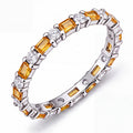 JeenMata Eternity Wedding Band Rings for Women, 5.5 Carat Alternating Baguette & Round Cut CZ, November Birthstone Birth Month Anniversary Ring for Woman, Christmas Gifts for Her