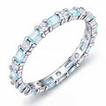 JeenMata Eternity Wedding Band Rings for Women, 5.5 Carat Alternating Baguette & Round Cut CZ, March Birthstone Birth Month Anniversary Ring for Woman, Christmas Gifts for Her