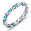 JeenMata Eternity Wedding Band Rings for Women, 5.5 Carat Alternating Baguette & Round Cut CZ, December Birthstone Birth Month Anniversary Ring for Woman, Christmas Gifts for Her