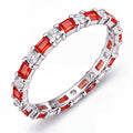 JeenMata Eternity Wedding Band Rings for Women, 5.5 Carat Alternating Baguette & Round Cut CZ, January Birthstone Birth Month Anniversary Ring for Woman, Christmas Gifts for Her