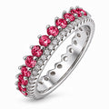 JeenMata 3.75 Carat Round Cut Dowble Row July Birthstone Ring for Her, Ruby Cubic Zirconia Eternity Wedding Band Ring, Anniversary Ring in 18K White Gold Plating for Women