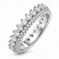 JeenMata 3.75 Carat Round Cut Dowble Row April Birthstone Ring for Her, Cubic Zirconia Eternity Wedding Band Ring, Anniversary Ring in 18K White Gold Plating for Women