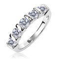 JeenMata 1.25 Carat Moissanite Half Eternity Anniversary Ring - Stackable Wedding Band Rings for Women in 18K White Gold Plating, Wedding Gift for Her