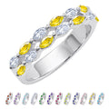 JeenMata 2 Carat Marquise Cut - November Citrine Birthstone Cubic Zirconia Double Row Eternity Anniversary Band Ring in 18K White Gold Plating for Women
