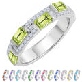 JeenMata 3 Carat Emerald & Round Cut August Peridot Cubic Zirconia - Alternating Birthstone Eternity Wedding Band Ring in 18K White Gold Plating for Women