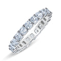 JeenMata 4 Carat Cushion Cut Cubic Zirconia Eternity Wedding Band - Classic Prong Style Wedding Ring in White Gold Plating