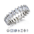 JeenMata 4.75 Carat Marquise Cut Moissanite Eternity Wedding Band - Classic Prong Style Wedding Ring in White Gold Plating for Women