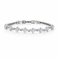 JeenMata 4.5 Carat Round Lab Grown Diamond & Motif Moissanite Bracelet – Elegant Floral Design in 18K White Gold Plating for Women