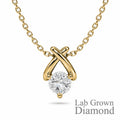 JeenMata X-Shaped Round Cut Lab Grown Diamond Pendant Necklace in 18K Yellow Gold Plating for Women