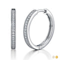 Lab Grown Diamond Hoop Earrings - Round Cut Classic Earrings in White Gold Plating for Women