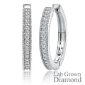 JeenMata Lab Grown Diamond Hoop Earrings - Round Cut Classic Earrings in White Gold Plating for Women