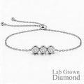 JeenMata Lab Grown Diamond Three Stones Bracelet - Adjustable Slider White Gold Plating Bracelet for Women