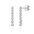 JeenMata 1 Carat Round Cut Lab Grown Diamond Linear Drop Earrings - Classic Drop Earrings in 18K White Gold Plating for Women