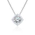 JeenMata 0.75 Carat Lab Grown Diamond Round Halo Necklace - Statement Halo Pendant Necklace in 18K White Gold Plating for Women
