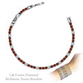 JeenMata 8 Carat Lab Grown Diamond & Garnet Alternating Birthstone Tennis Bracelets - 18K White Gold Plating for Women Eternity Design Bracelet