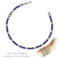 JeenMata 8 Carat Lab Grown Diamond & Alexandrite Alternating Birthstone Tennis Bracelets - 18K White Gold Plating for Women Eternity Design Bracelet