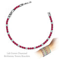 JeenMata 8 Carat Lab Grown Diamond & Ruby Alternating Birthstone Tennis Bracelets - 18K White Gold Plating for Women Eternity Design Bracelet