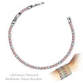 JeenMata 8 Carat Lab Grown Diamond & Pink Tourmaline Alternating Birthstone Tennis Bracelets - 18K White Gold Plating for Women Eternity Design Bracelet