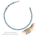 JeenMata 8 Carat Lab Grown Diamond & Aquamarine Alternating Birthstone Tennis Bracelets - 18K White Gold Plating for Women Eternity Design Bracelet