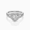 JeenMata 2 Carat Heart-Shaped Halo Engagement Ring - Split Shank Promise Ring in 18K White Gold Plating for Women