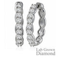 JeenMata Lab Grown Diamond 1.25 Carat Infinity-Inspired Hoop Earrings in 18K White Gold Plating for Women