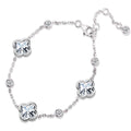 JeenMata 3 Carat Elegant Flower Moissanite Bracelet - Motif Bracelet in 18K White Gold Plating for Women