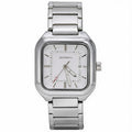 JeenMata Men’s Square Stainless Steel Watch, Water Resistant White Textured Dial with Date Window