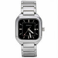 JeenMata Men’s Square Stainless Steel Watch, Water Resistant Black Textured Dial with Date Window