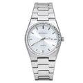 JeenMata Men’s Stainless Steel Integrated Bracelet Watch, Water-Resistant White Dial with Fluted Bezel & Date