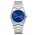JeenMata Men’s Stainless Steel Integrated Bracelet Watch, Water-Resistant Sunray Blue Dial with Fluted Bezel & Date