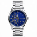 JeenMata Men’s Skeleton Dial Stainless Steel Watch, Water-Resistant Blue Dial with Roman Numerals