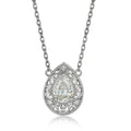 JeenMata 2 Carat Pear Cut Vintage Filigree Necklace - Moissanite Pendant in 18K White Gold Plating for Women