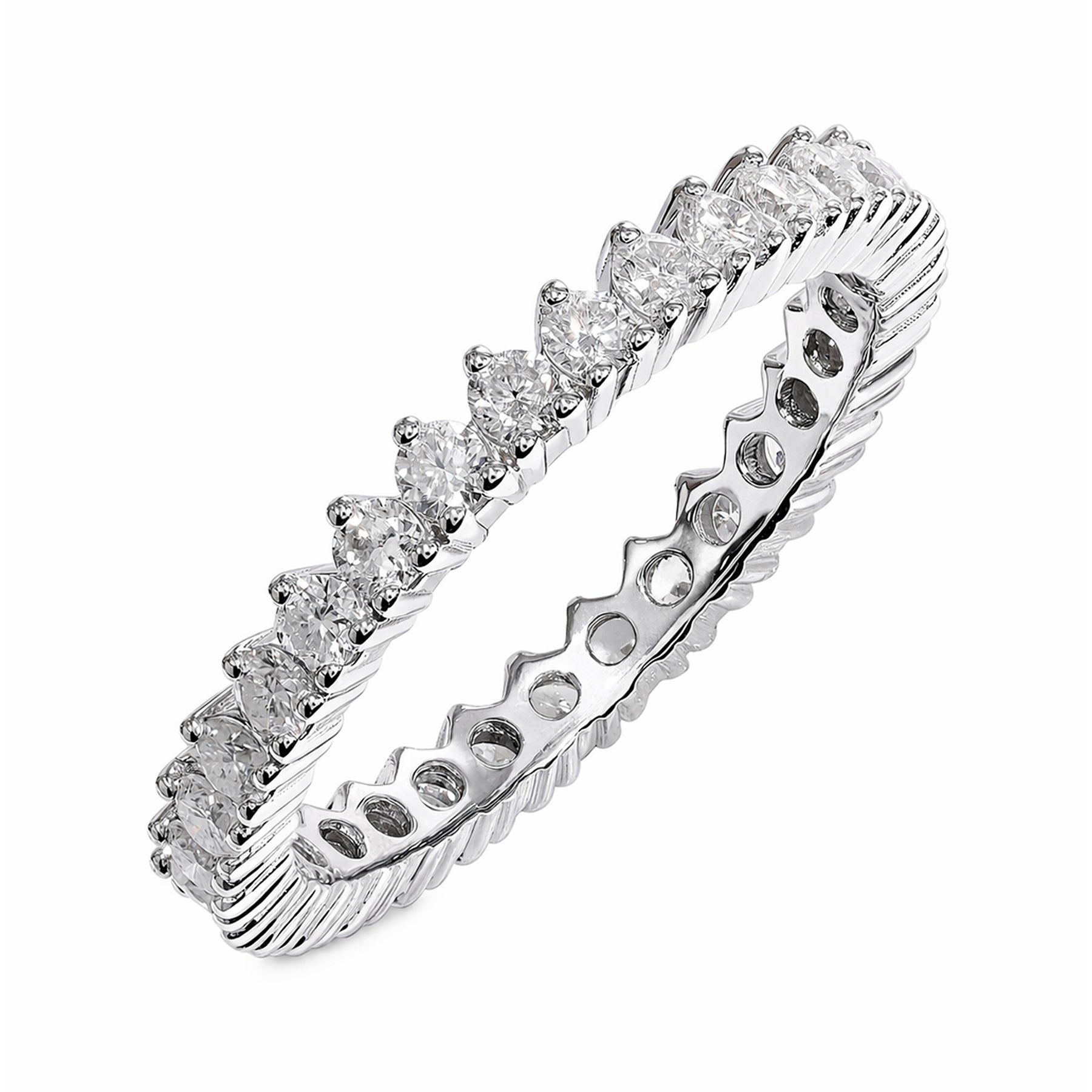 JeenMata 1 Carat Moissanite Round Cut Eternity Anniversary Ring - Classic Eternity Stackable Wedding Rings in 18K White Gold Plating for Women