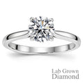 JeenMata Lab Grown Diamond 1 Carat Round Cut Solitaire Engagement Ring in 18K White Gold Plating for Women