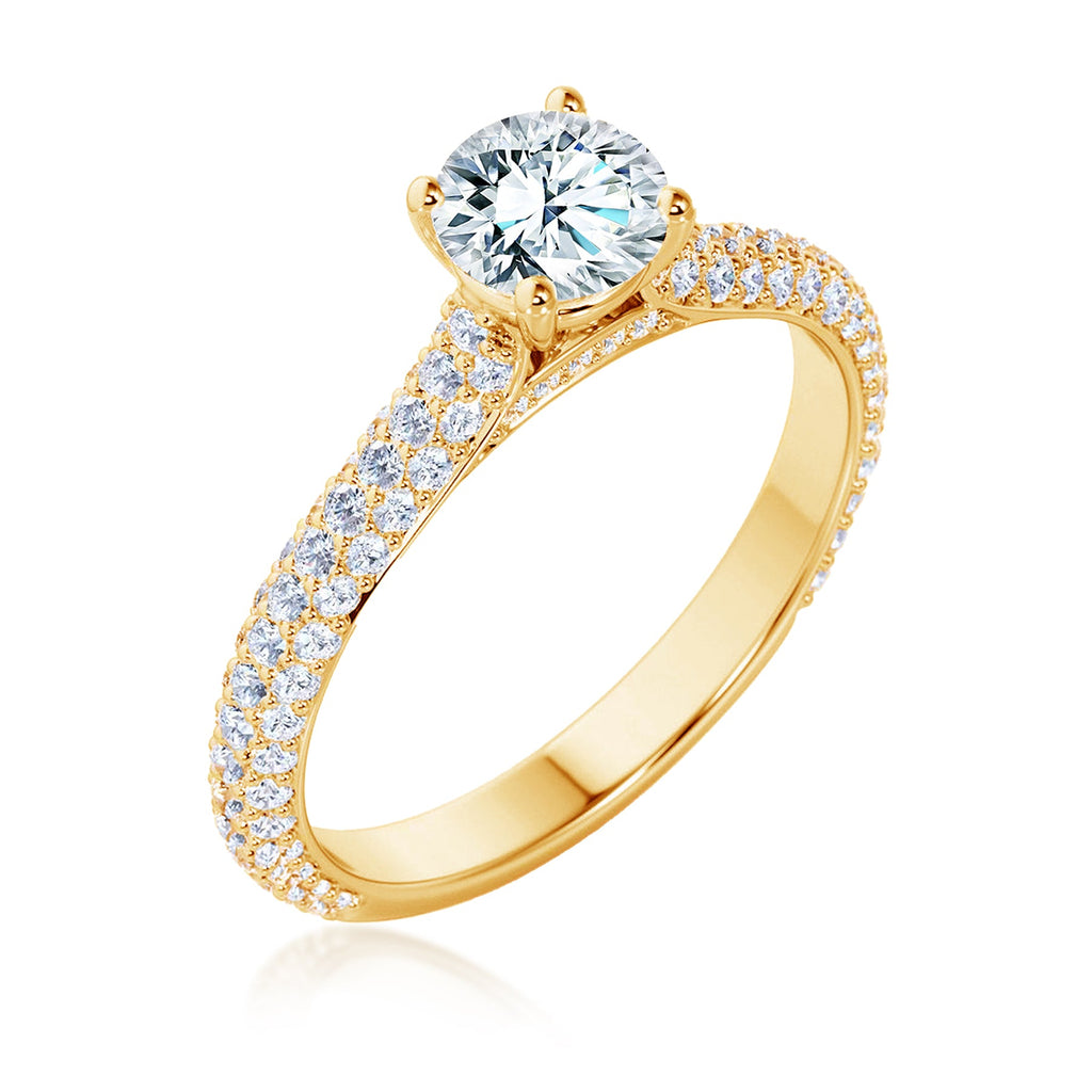 Certified 1 Ct Round  Lab Diamond Micro Pave Set Engagement Ring