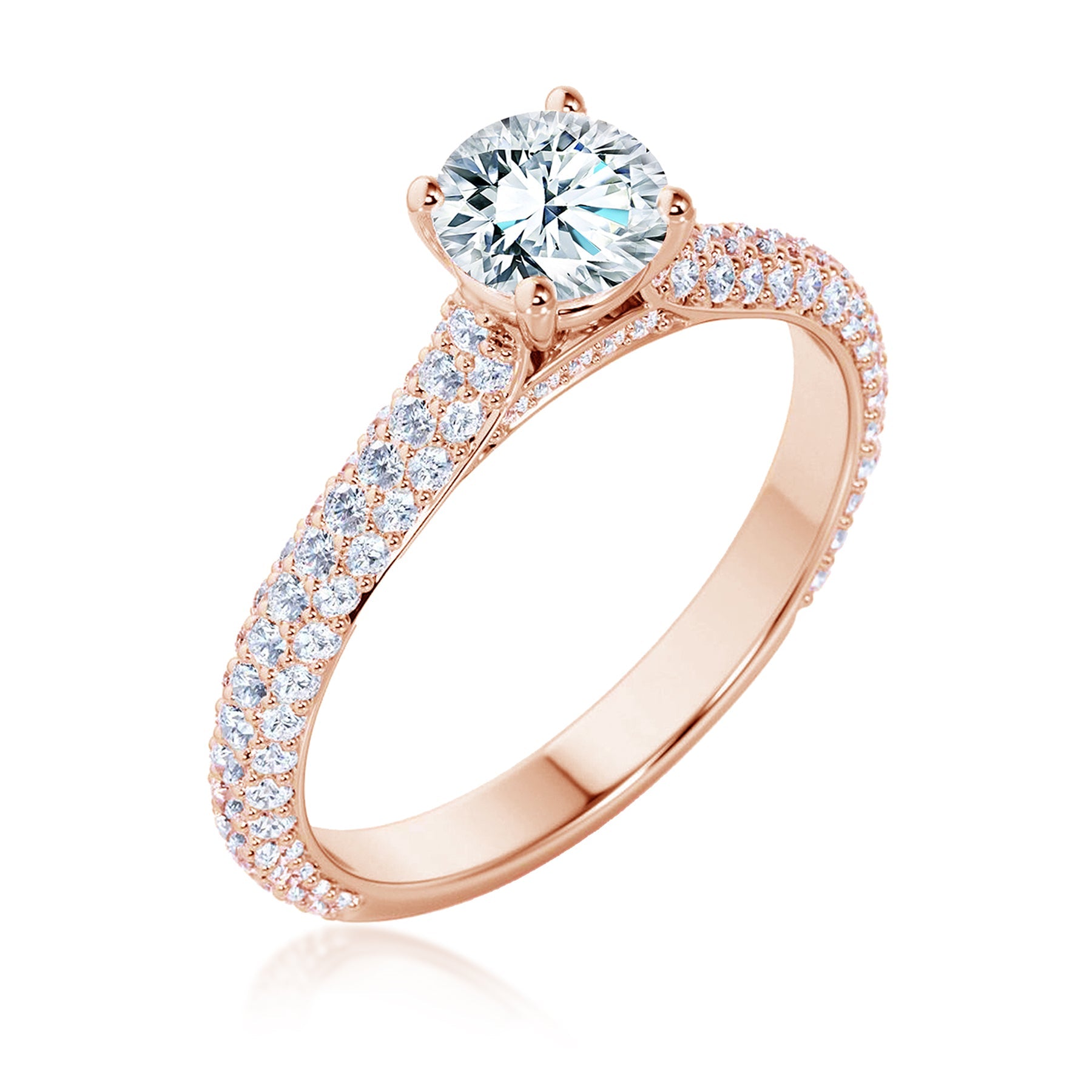 Certified 1 Ct Round  Lab Diamond Micro Pave Set Engagement Ring