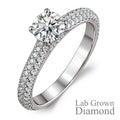 JeenMata 1 Carat Round Brilliant Cut Lab Grown Diamond Micro Pave Set Engagement Ring - Vintage Style Promise Ring in 18K White Gold Plating for Women